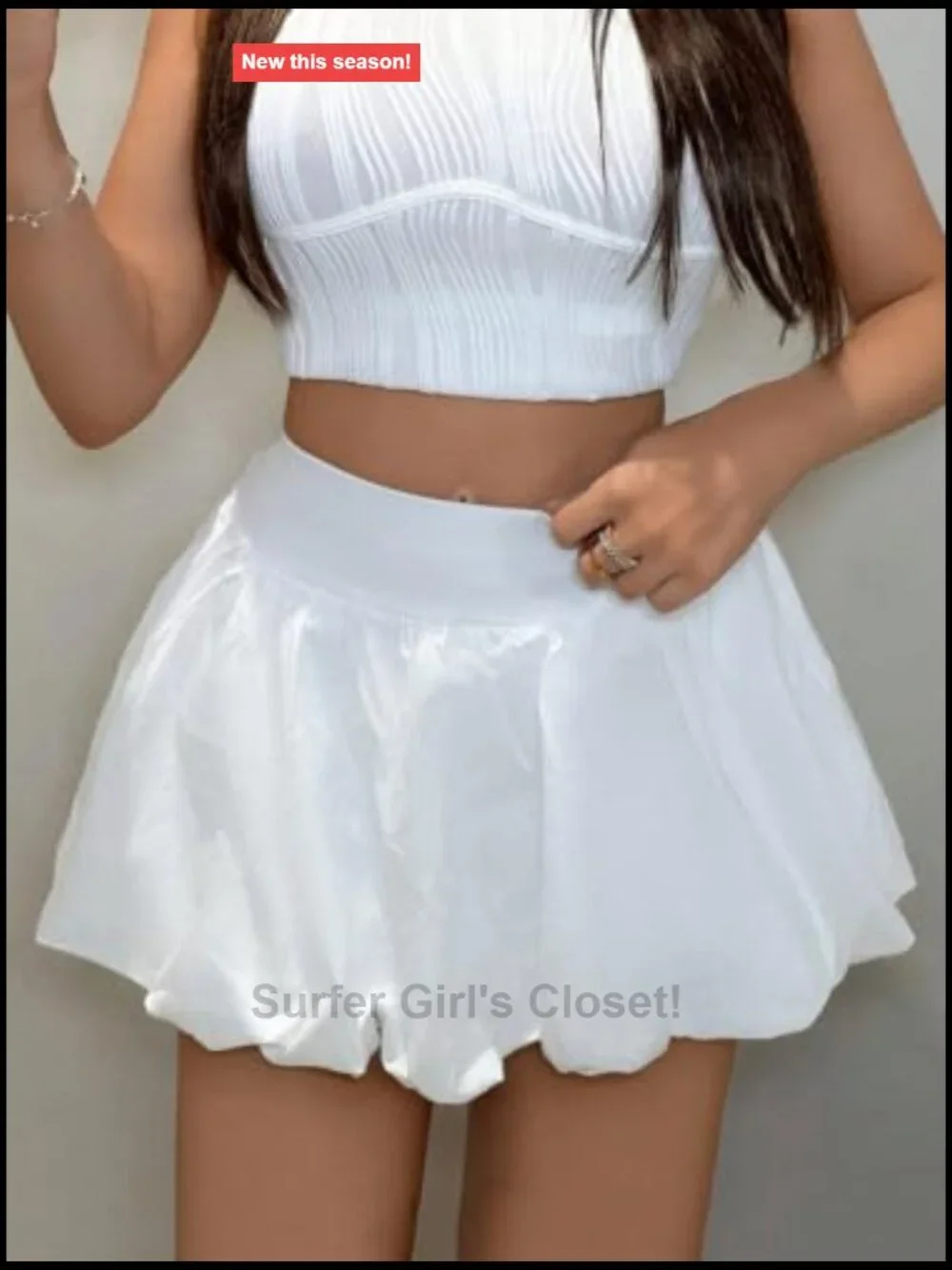 Women's Bubble Skort Elastic Waist Puffy Mini Skirt with Shorts Underneath